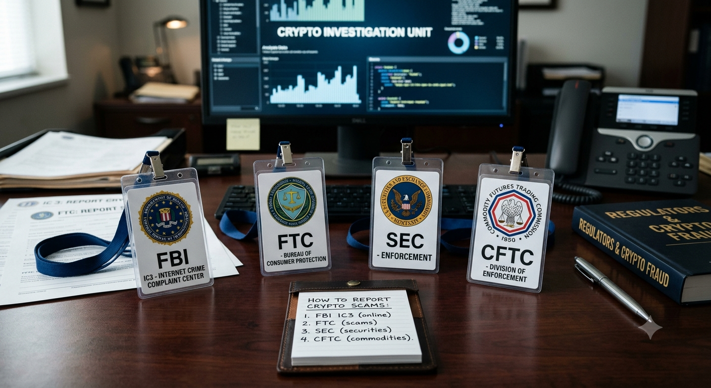 How to Report a Crypto Scam: FBI IC3, FTC, SEC, CFTC and Other Regulators